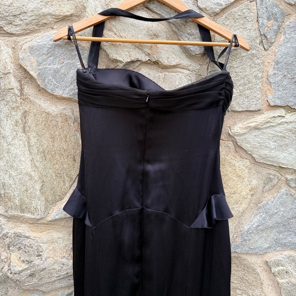 Vera Wang Black Silk Corset Satin Peplum Long Evening Dress size 6 - Picture 10 of 13